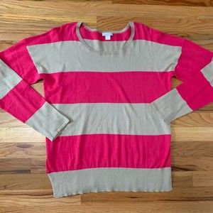 GARNET HILL long pink and tan striped pullover sweater